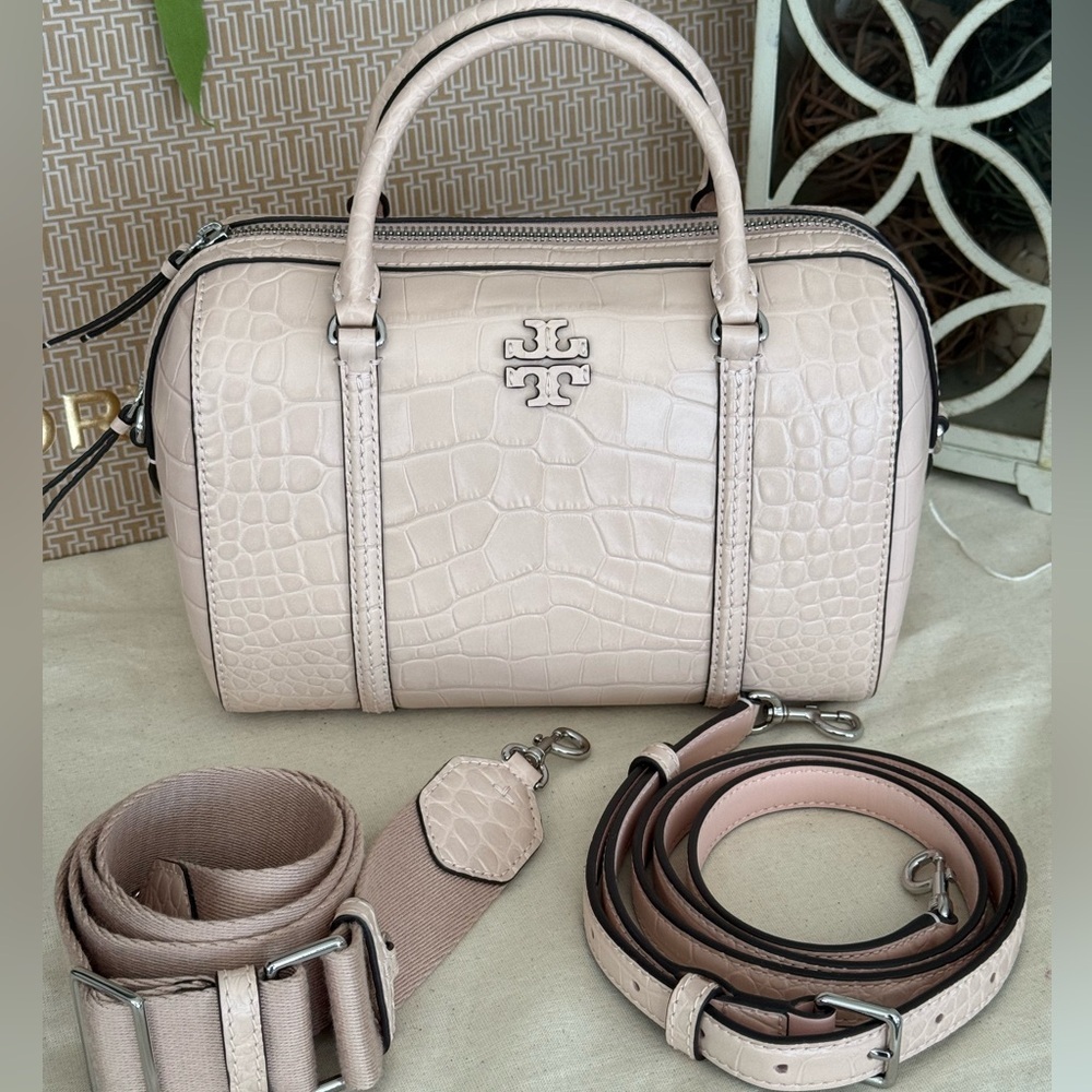 598! New Tory Burch THEA EMBOSSED SATCHE CLAY PINK